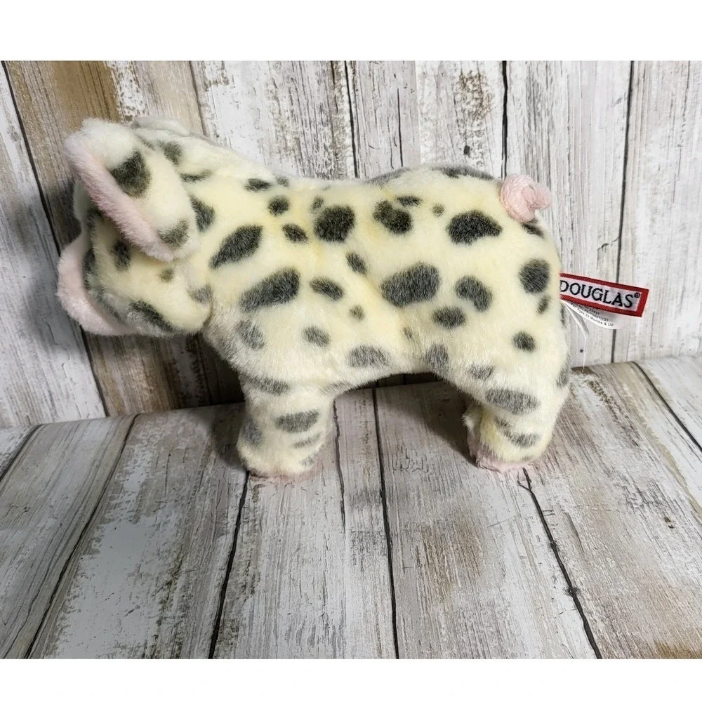 Douglas Cuddle Toys Plush Pig Spotted Black Gray Cream Stuffed Animal Toy - Picture 8 of 9